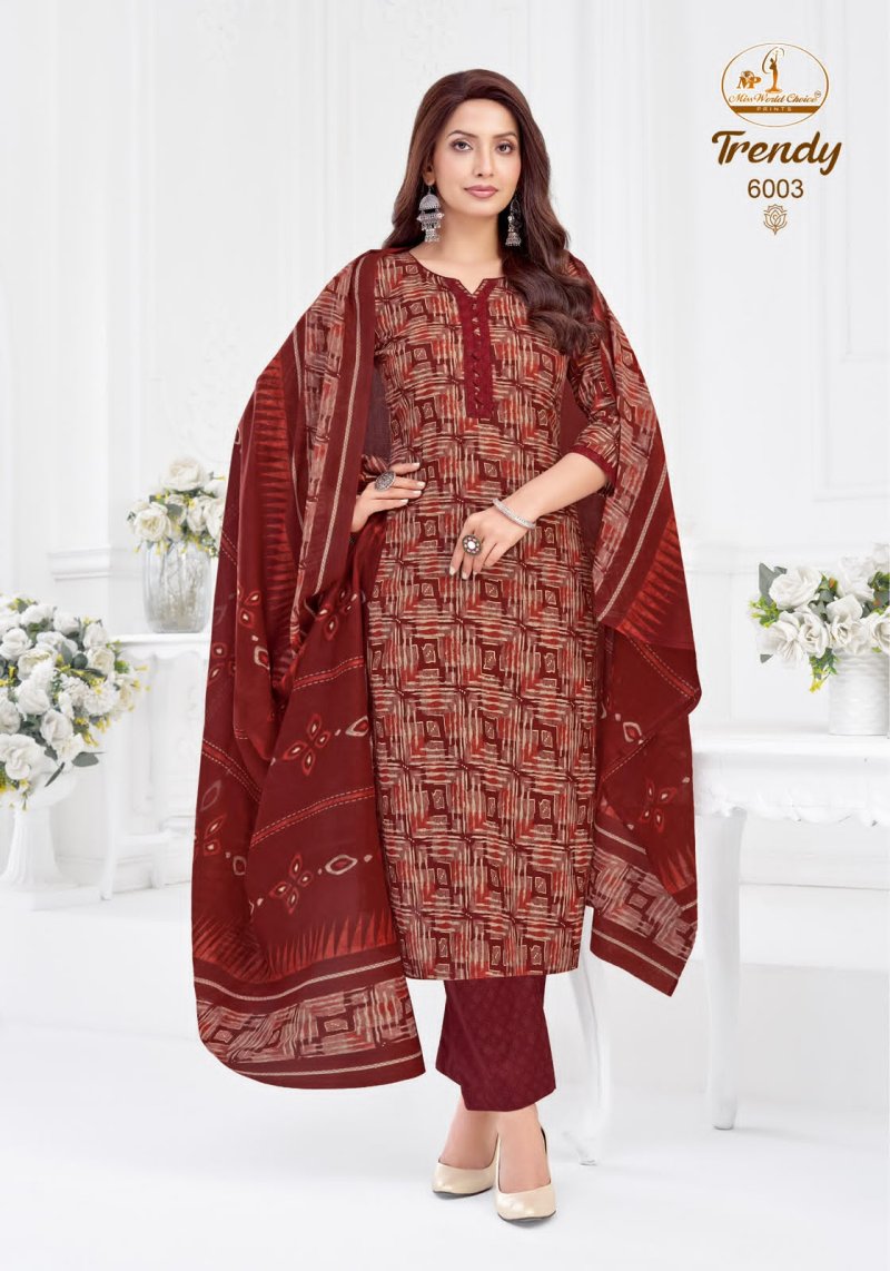 Trendy Vol 6 By Miss World Choice Cotton Printed Readymade Dress